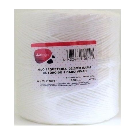 Hilo Paqueteria 1000Gr 02,3Mm Rafia Blanco  Torcido 1 Cabo Vivah