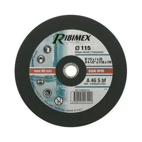 Disque abrasif 115 tronconner inox plat 115x1x22,2 (1/2)