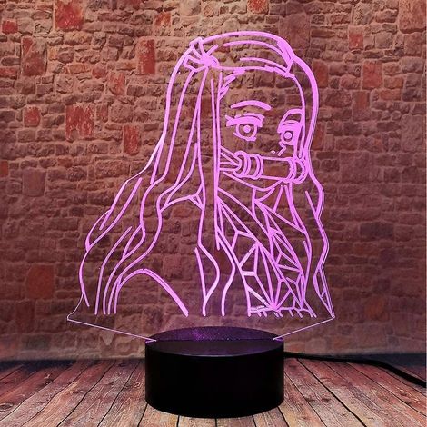 Veilleuse LED Kamado Nezuko 3D Illusion Demon Slayer, lampe anime 16 couleurs avec télécommande, décoration de chambre (1/5)