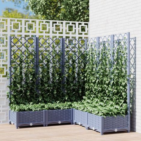 Bac à fleurs,Jardinière avec treillis Gris foncé 120x120x121,5 cm PP -23119 (1/5)