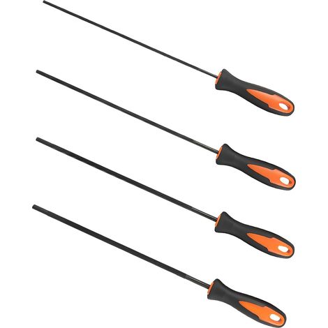 4 Pièces Limes pour Tronçonneuse avec Poignée Ergonomique, 3.2mm, 4 mm, 4.8mm, 5.2mm, Lime Metal, en Acier au Carbone Haute Résistance pour Affûtage Précis, Adapté aux Travaux de Bricolage (1/5)