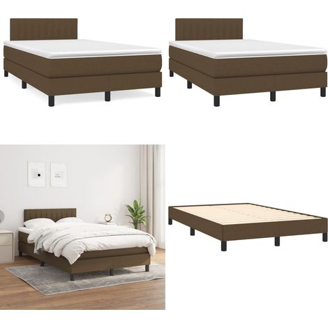 Sommier à lattes de lit et matelas marron foncé 120x190cm tissu - Lit Double - Lit Tapissier - Literie - Chambre À Coucher - Matelas À Ressorts Ensachés - Home & Living (1/5)