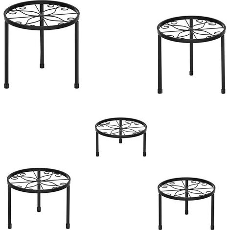 Juego de 5 soportes metálicos para plantas, aptos para uso en interiores y exteriores. Soportes de hierro inoxidable para macetas, ideales para el hogar, el patio y el jardín. (1/4)