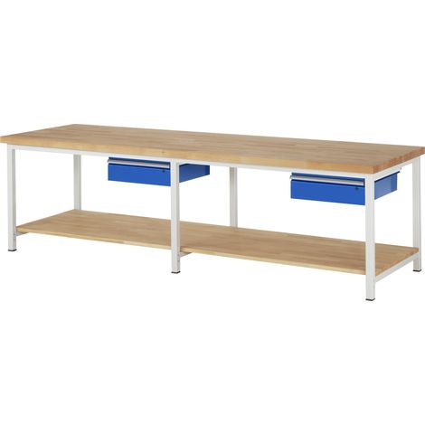 Rau Werkbank höhenverstellbar 8001A7, B3000xT900xH840-1040mm, 2x Schublade-TA (1/5)