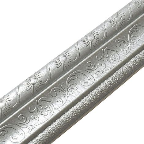 Moulures décoratives, autocollantes, 3,2 m x 8 cm, XPE, moulures murales, moulures murales, pour couloir, plafond, coin, ligne, gris (1/5)