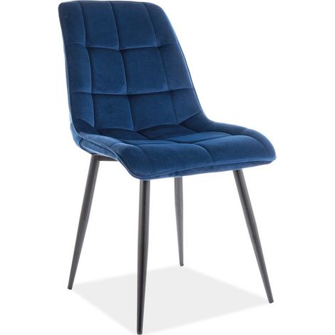 Chaise design velours bleu pieds noirs Harriet (1/3)