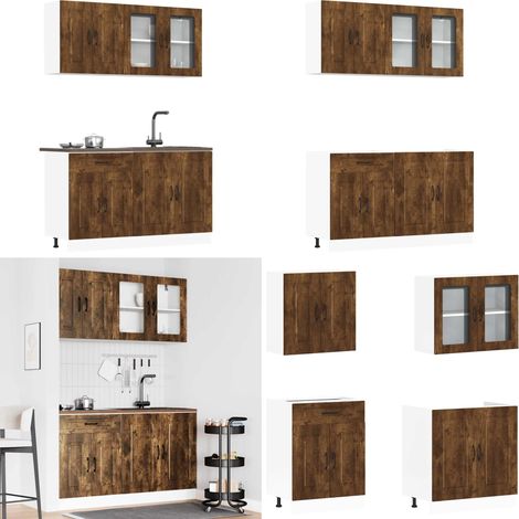 vidaXL 4-tlg. Küchenschrank-Set Kalmar Räuchereiche Holzwerkstoff