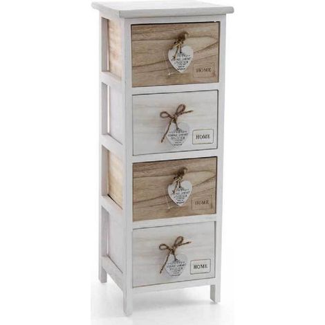 Kaela - Cassettiera Cuore Pendente 4 Cassetti In Legno Bicolore Home 80x26x32cm 793387 - (1/2)