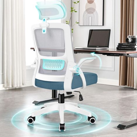 ALFORDSON Bürostuhl mit Lordosenstütze, Blau/Grau, ergonomisch, höhenverstellbar (1/5)