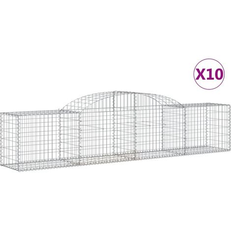 Paniers à gabions arqués 10 pcs  Mur en gabion 300x50x60/80 cm fer galvanisé