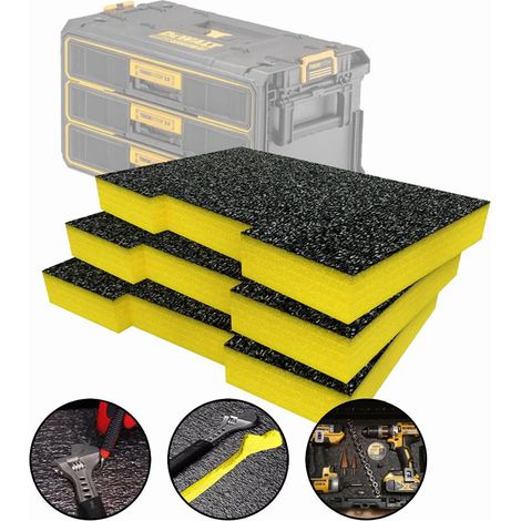 DWST08330-1 Toughsystem 2.0 Toolbox 3 Shallow Drawer + 3x Shadow 50mm Foam Inlay (1/5)