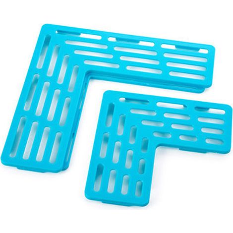 Protège-évier, tapis modulaire, bleu, 28,5 x 28,5 cm, 19,5 x 19 (1/4)