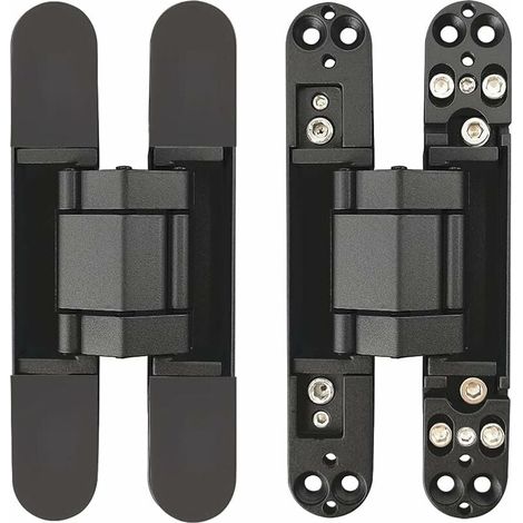 Cerniere invisibili per porte scorrevoli a scomparsa, robuste e regolabili, 3D - Nere - 1 paio (1/5)