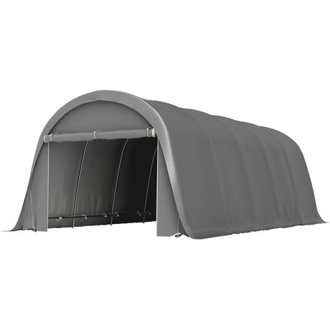 Abri voiture extérieur tente de garage 3,6 x 7,2 m gris foncé avec parois latérales amovibles