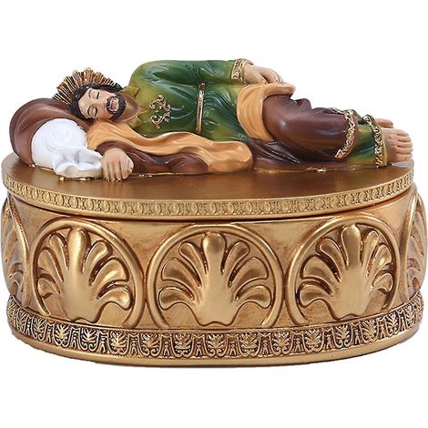 Religiöse Schmuckaufbewahrungsbox – Statue des schlafenden Heiligen Josef, dekorative Harzfigur – Wohnaccessoire (1/5)