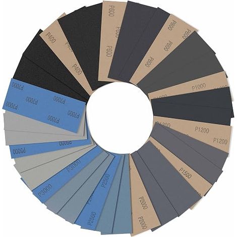 Nass- und Trockenschleifpapier, 33 verschiedene Blätter Schleifpapier der Körnung 400–7000, wasserfestes Schleifpapier zum Polieren von Metall, Holz, Automobil (9 x 3,6 Zoll) (1/4)