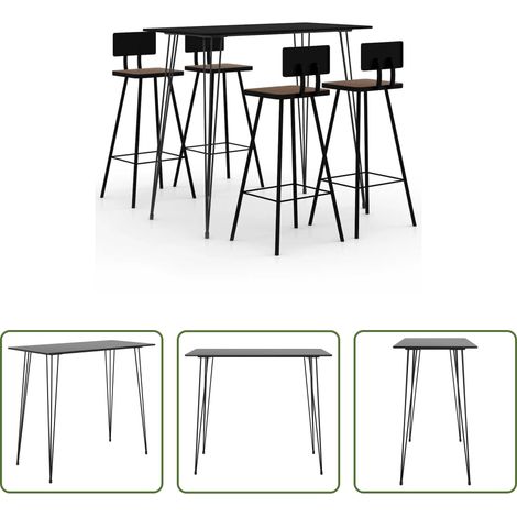 Barhocker - 5-tlg. Bar-Set Schwarz (1/5)