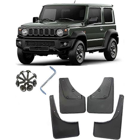 Lot de 4 bavettes de protection pour Suzuki Jimny JB64 JB74 (2019-2023), kit de bavettes avant et arrière sur mesure, protection intégrale, noir. (1/5)