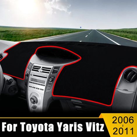 (B Noir RHD) Housse de tableau de bord de voiture, protection solaire, tapis anti-UV et antidérapant, compatible avec Toyota Yaris Vitz 2006-2011 (1/5)