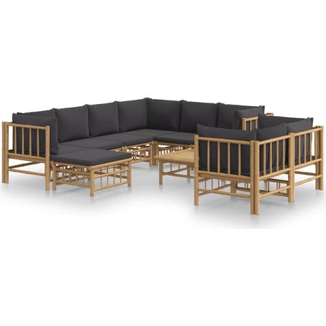 Maison Exclusive - 10-tlg. Garten-Lounge-Set mit Dunkelgrauen Kis