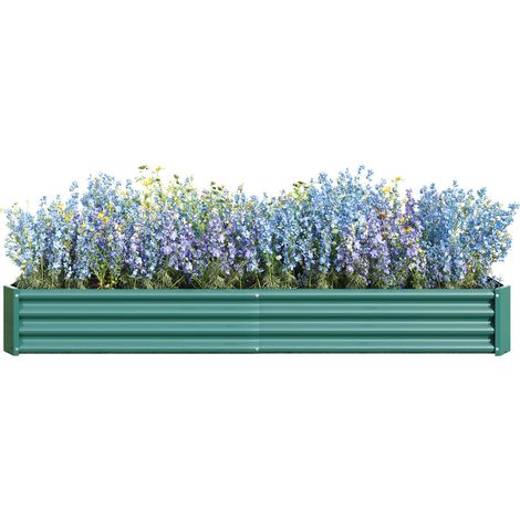 Carré Potager en Métal pour Jardin, Bac en Acier Robust avec Protection Antirouille et Longue Durée, Kit Sans Fond pour Légumes, Herbes et Fleurs, Vert (1/5)