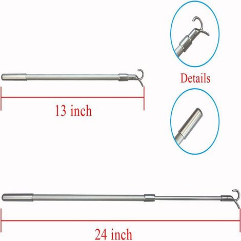 Tringle à rideaux de 60 cm (24 pouces), tringle télescopique pivotante en alliage d'aluminium, pour store vénitien, tringle de levage de rideaux. (1/5)