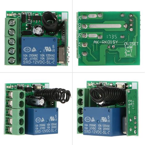 Module de Contrôle Domotique 433MHz DC 12V 1CH Relay Télécommande Universelle RF Transmitter et Receiver Switch Module 1527 Télécommande d'Apprentissage (1/5)