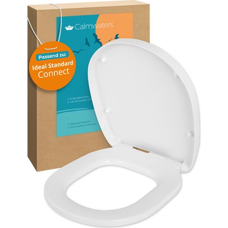 Calmwaters WC-Sitz für Ideal Standard Connect Toilettensitz Absenkautomatik Duroplast Take-Off & Top-Fix Überlappend Edelstahlscharnier Made in EU Weiß 26LP6261 (1/5)