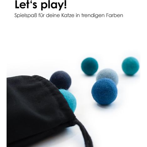 Balles en Feutre pour Chat - Jouets pour Chat - Balles en Feutre pour Chat - Jouet 100% Laine - Jouet Naturel pour Chaton Balles de Jeu Fair du Népal 6 pièces Bleu (1/5)
