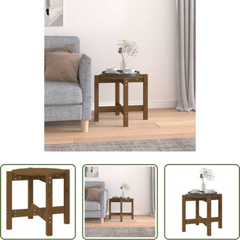 Table basse marron miel - Table basse Marron miel Ø 52,5x45 cm Bois massif de pin (1/5)