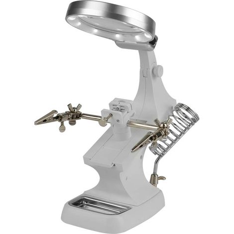 Troisième main LED – loupe grossissante 3x / 4.5x – support fer à souder – mini pince – lampe loupe – artisanat / réparation