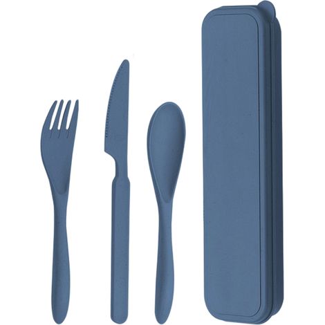 1 Ensemble couverts voyage, plastique réutilisable, étui compact, couteau fourchette cuillère, pour pique-nique école (1/5)