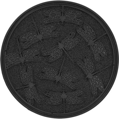 Esschert Design Trittplatte Libellendekor Schwarz Ø 30 cm aus recyceltem Gummi