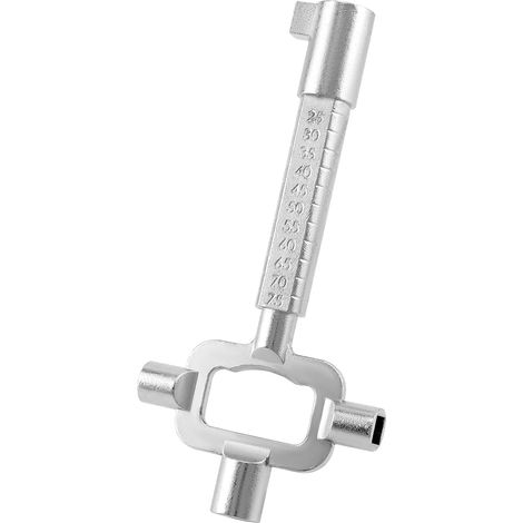 Clé de Chantier Universelle,Clé de Chantier avec échelle de Mesure, Outil de Serrurier pour Ouvrir la Serrure à Cylindre à Mortaise (1/5)