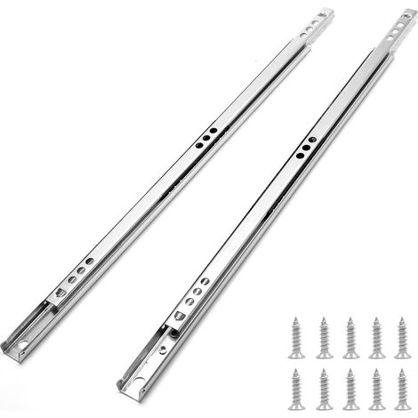 Correderas metálicas para cajones de 30 cm, con rodamientos de bolas pequeños, guías bidireccionales, paquete de 2 (1,8 cm de ancho) (1/5)