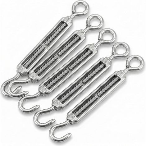 5pcs M5 Cable Tensioner 304 Stainless Steel Turnbuckle with Hook and Eye (1/5)