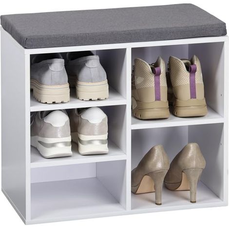 Kesper Scarpiera con cuscino, materiale: fibra di legno, dimensioni: 51,5 x 48 cm x 29,5 cm, colore: bianco, grigio 15905 (1/5)