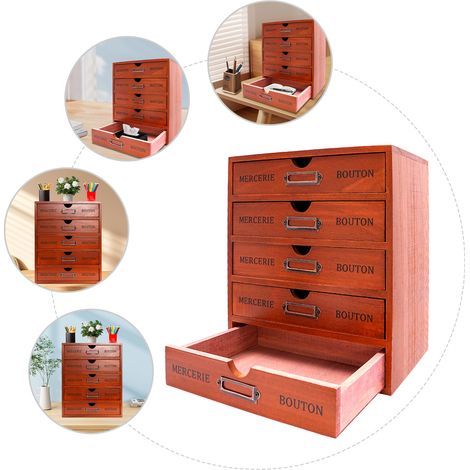Organisateur de bureau en bois à 5 tiroirs Tiroirs de rangement artisanaux Étagère rustique à tiroirs Organisateurs et accessoires idéaux pour le bureau à domicile Armoire à broderie, rangement pour m (1/5)