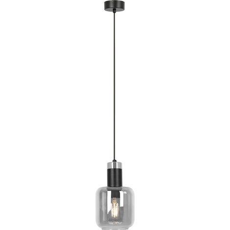 Dekorative Hängeleuchte, schwarzes Glas, Schirm Graphit, DENIS 1xE27 40W K-5260 Kaja