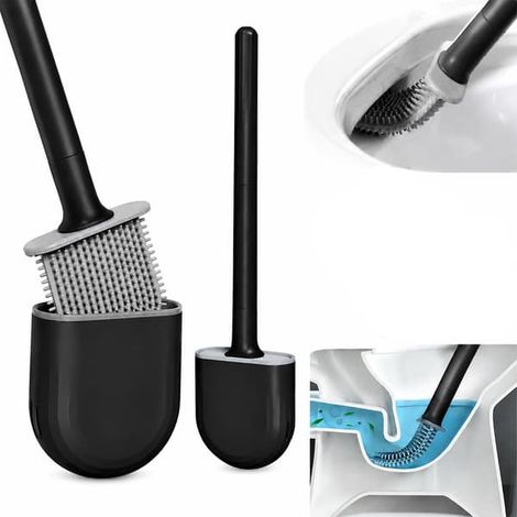 Brosse WC avec support en TPU - Kit brosse WC noir (1/5)