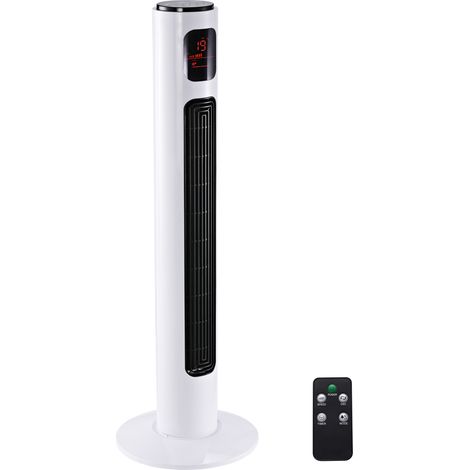 Ventilateur colonne silencieux 45 W 3 modes 3 vitesses télécommande oscillant 70° minuterie et affichage LED 96 cm blanc (1/5)