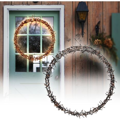 ECD Germany Corona de Navidad Luminosa Ø58cm 500 Luces LED Blanco Cálido 8 Modos de Iluminación Interior/Exterior IP44 Guirnalda Metálica para Puerta/Ventana Anillo Colgante de Luz Decoración Navideña (1/5)