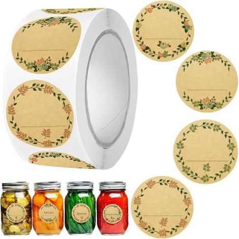 500 étiquettes pour confiture - 50x50mm - rondes - faites à la main - autocollants vintage - convenant aux pots de confiture - bouteilles (1/5)