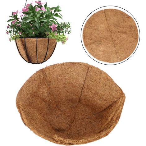 Forro plegable y recortable de fibra de coco marrón para cesta colgante, 61 cm (1/3)