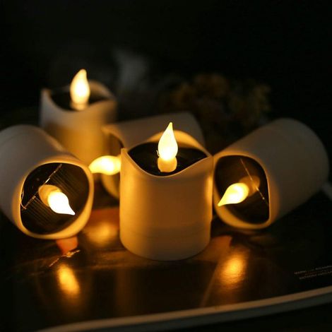 6 pièces Bougies Solaires Extérieures Lumière Blanche Chaude Bougies à LED IP44 étanches pour lanternes d extérieur Jardin Mariage (1/5)