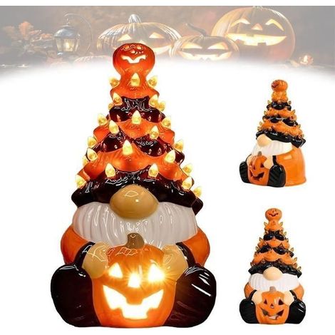 Décoration d'Halloween lumineuse en résine - WINLLINEE - Orange - 13 x 11 x 22 cm - 1/2 pièce (1/5)