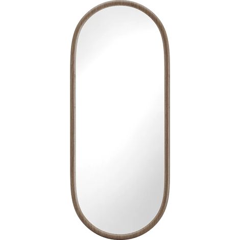 Miroir ovale en bois d'hévéa - L. 50 x H. 120 cm - Naturel - SHAXI