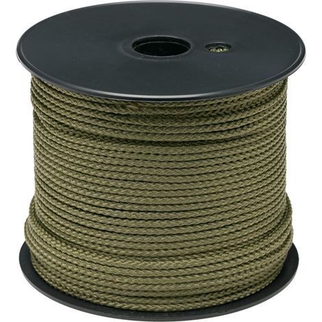 Corde Polypropylène Tressée Kaki Ø 3,5 mm Bobine ± 100 m Drisse PP Robuste Multi-Usage Jardinage, Bricolage, Camping, Pêche (1/4)