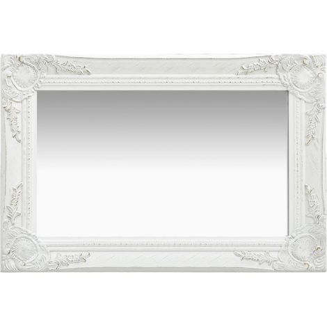 vidaXL Specchio da Parete Stile Barocco 60x40 cm Bianco (1/5)