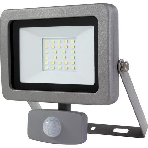 Lampe d'extérieur avec détecteur de mouvement - Applique murale IP44, lampe LED 20 W, 1 700 lumens, 6 500 K, angle de détection de 120° jusqu'à 9 m, argent (1/5)